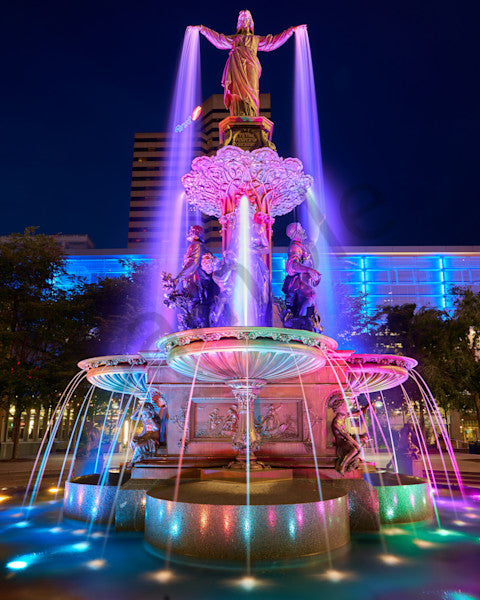 Fine art cityscape photography of tyler davidson fountain, cincinnati by Patrick J. Quigley