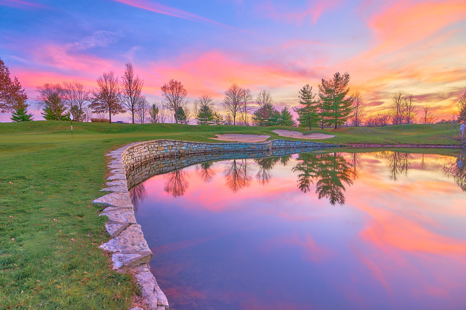 Fine art golf course photography of a scenic hole at four bridges in Four Bridges Country Club by Patrick J. Quigley