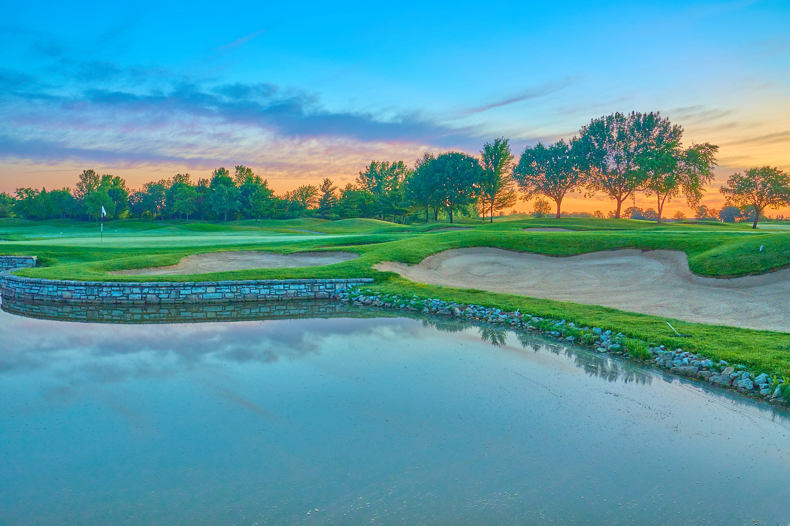 Fine art golf course photography of 9th green at four bridges in Four Bridges Country Club by Patrick J. Quigley