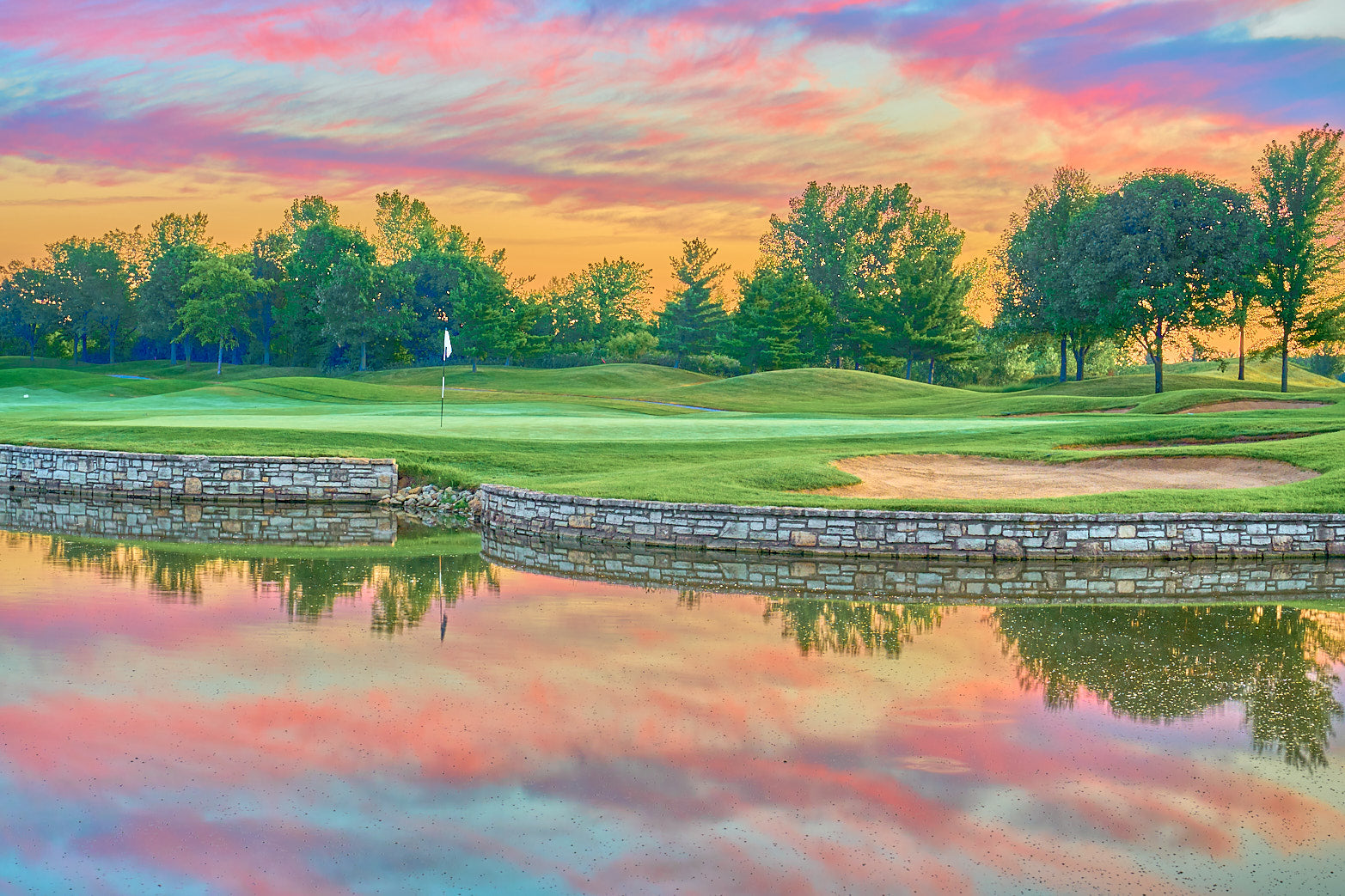 Fine art golf course photography of a scenic hole at four bridges in Four Bridges Country Club by Patrick J. Quigley