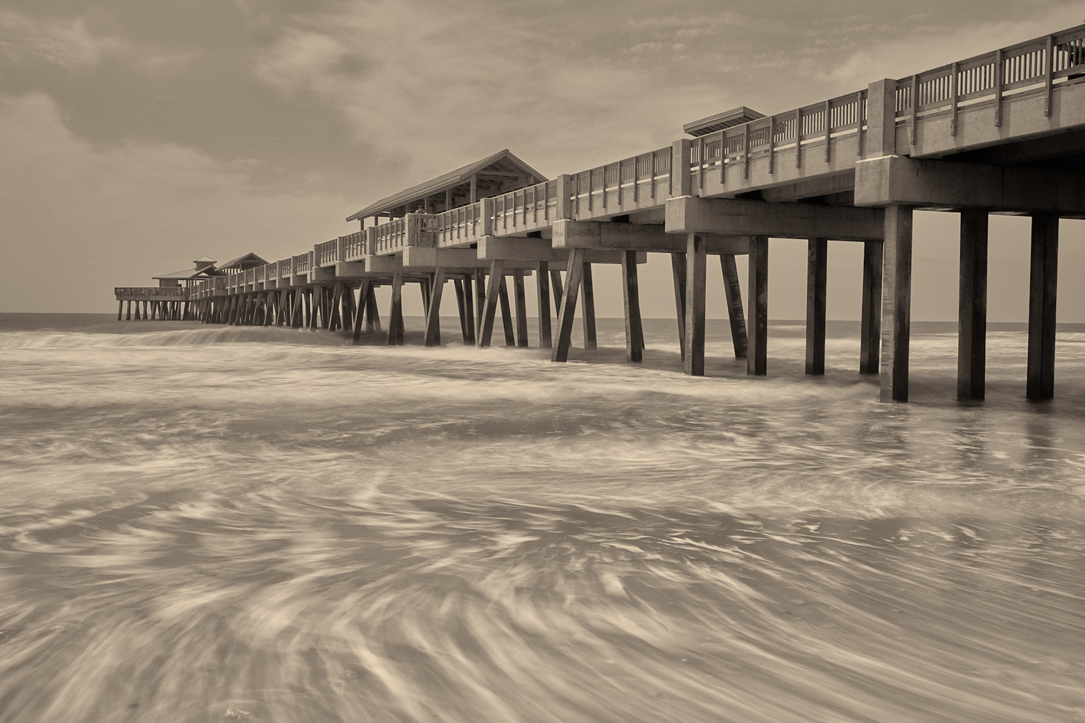 Fine art landscape photography of folley pier ghost tide in the South Carolina Lowcountry by Patrick J. Quigley