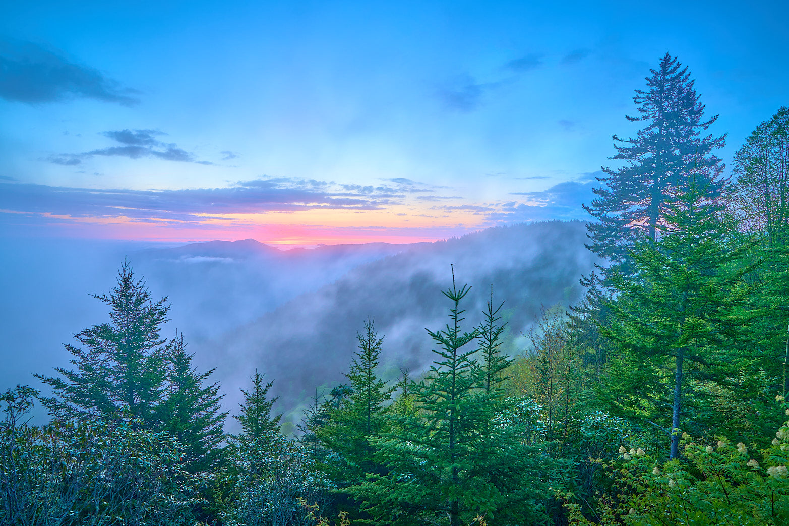 Fine art landscape photography of blue ridge sunrise in the South Carolina Lowcountry by Patrick J. Quigley